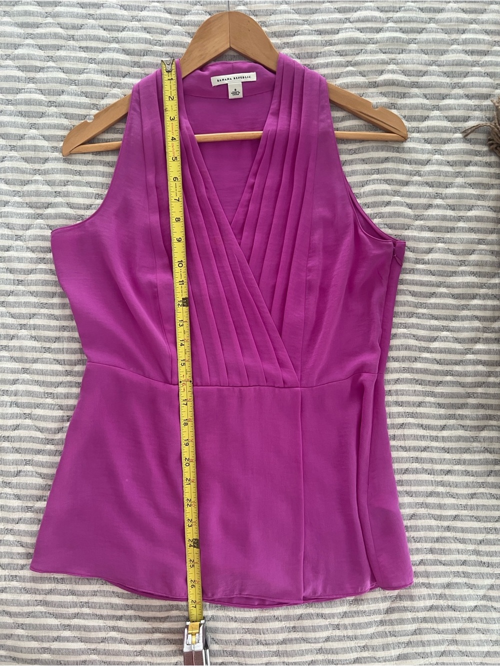 Banana Republic Orchid Pink Sylvan Halter Top Pleated Wrap Front V-Neck Blouse 8 - Picture 4 of 11